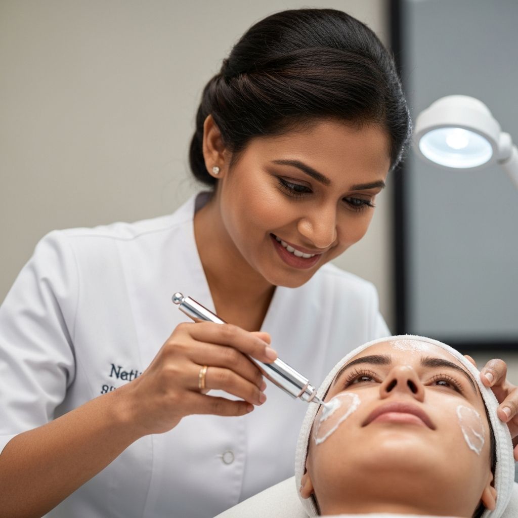 Professional skin bleaching treatment being applied in medical spa